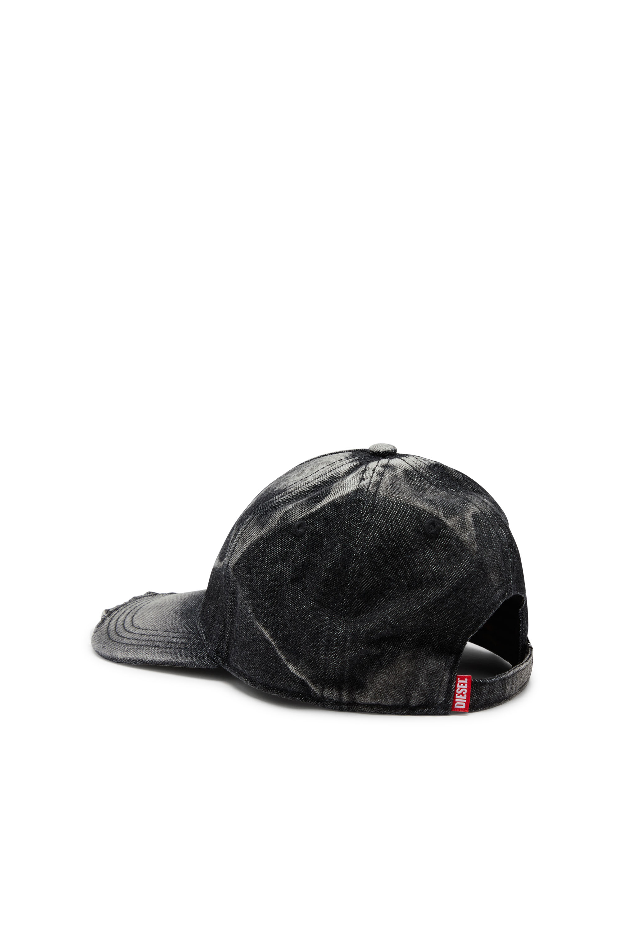 Diesel - C-SEYMON-BLACK, Man's Baseball cap in destroyed denim in Black - 3
